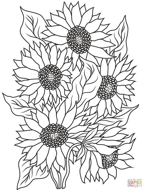 Printable Realistic Sunflower Coloring Page